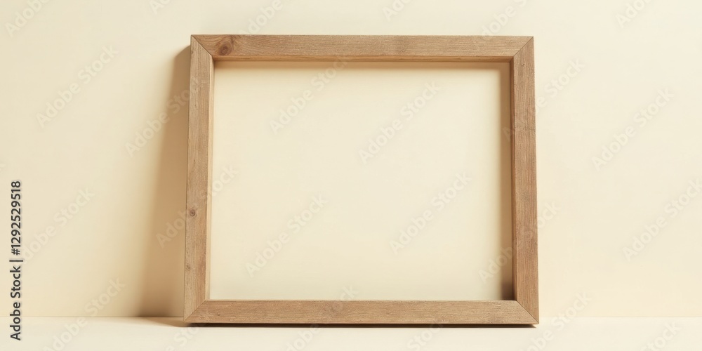 Fototapeta premium A Simple Square Wooden Frame Against a Neutral Background, Perfect for Mockups and Design Presentations