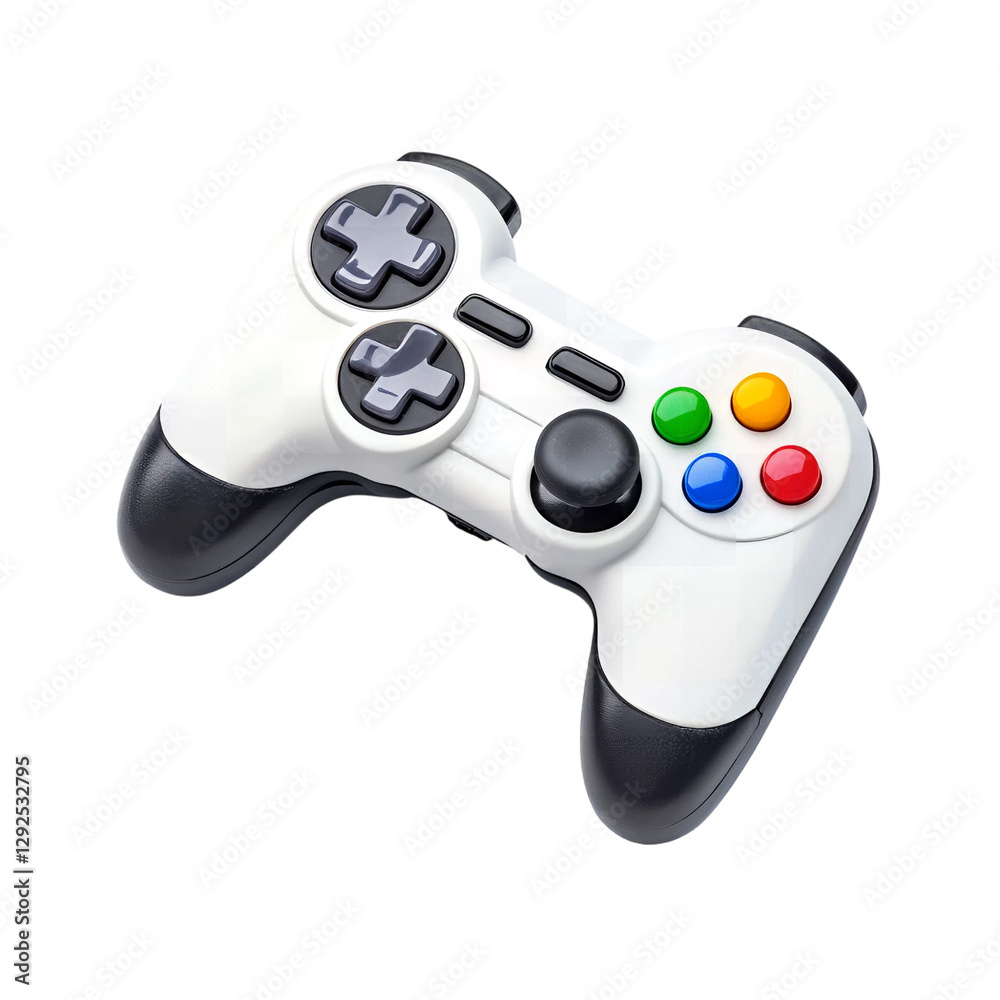Wireless White Gaming Controller with Colorful Buttons Joystick and D pad for Video Games