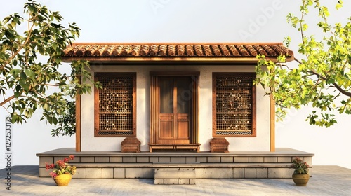 Belief in vastu shastra (architecture and energy) â€“ A traditional Indian house built according to Vastu principles, balancing energies photo
