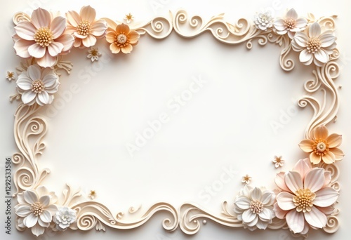 Luxurious designed certificate with an elegant modern artistic the border paper quilling-style forming delicate floral frame