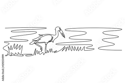 Landscape concept. Single line draw design vector graphic illustration.