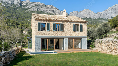 A luxurious mountain home in Mallorca, designed for comfort and scenic beauty.