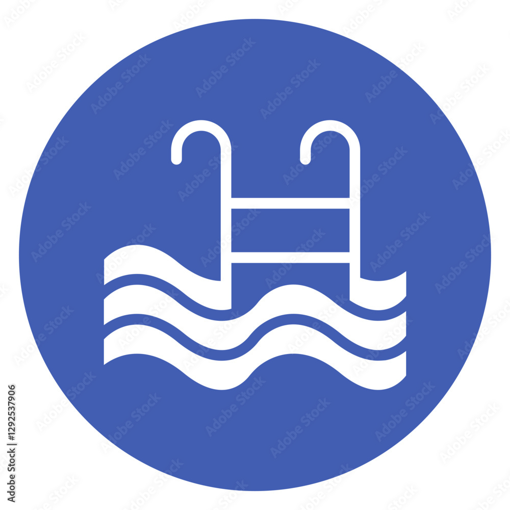Minimalist Line Art Circular Ladder Descending into Swimming Pool Icon Minimalist Line Art Circular Ladder Descending into Swimming Pool Icon