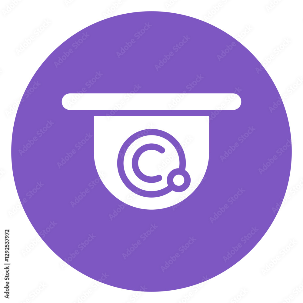 Minimalist Line Art Circular Security Camera Icon Minimalist Line Art Circular Security Camera Icon