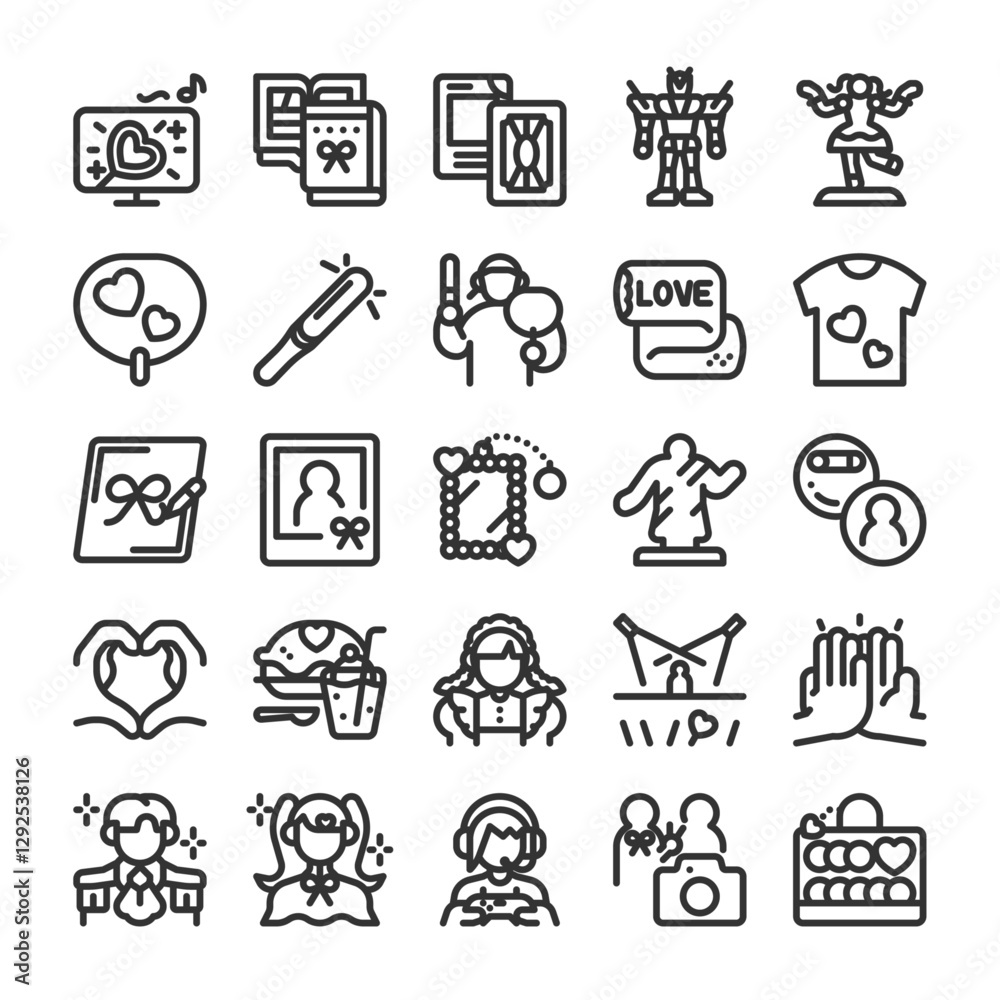 オタク文化と推し活 アイコン セット オタク文化と推し活 アイコン セット