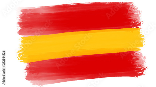 Paint brush textured stripes in spanish spain color flag colors  red, yellow on black background. Design element for Spain day celebrate. The concept of drawing, brushstroke, grunge, paint strokes, di