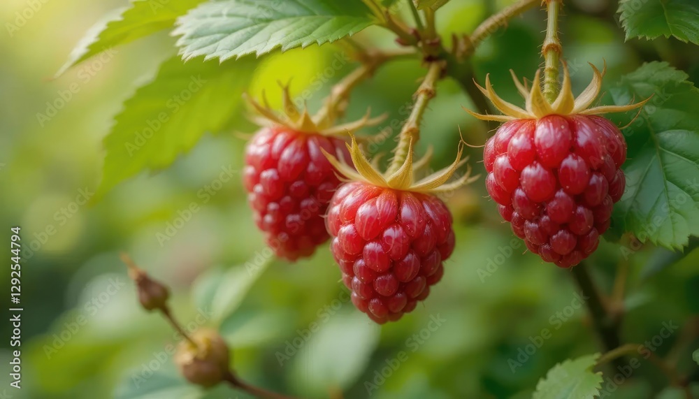 raspberry on a bush raspberry on a bush
