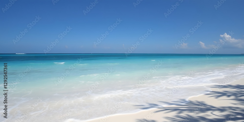 A secluded beach with turquoise water and clear skies, the soft rhythmic sound of waves, creating an idyllic setting for peaceful A secluded beach with turquoise water and clear skies, the soft rhythmic sound of waves, creating an idyllic setting for peaceful