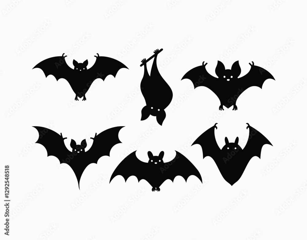 Fototapeta premium Halloween Bat Icon Collection Isolated Template