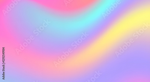 Glossy holographic gradient with soft neon colors blending seamlessly
