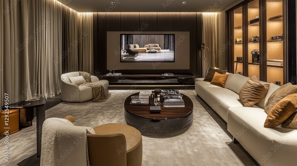 Fototapeta premium Luxury Home Theater Room Design: Elegant and Modern Interior