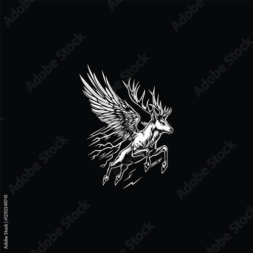 mighty winged deer design vector template illustration