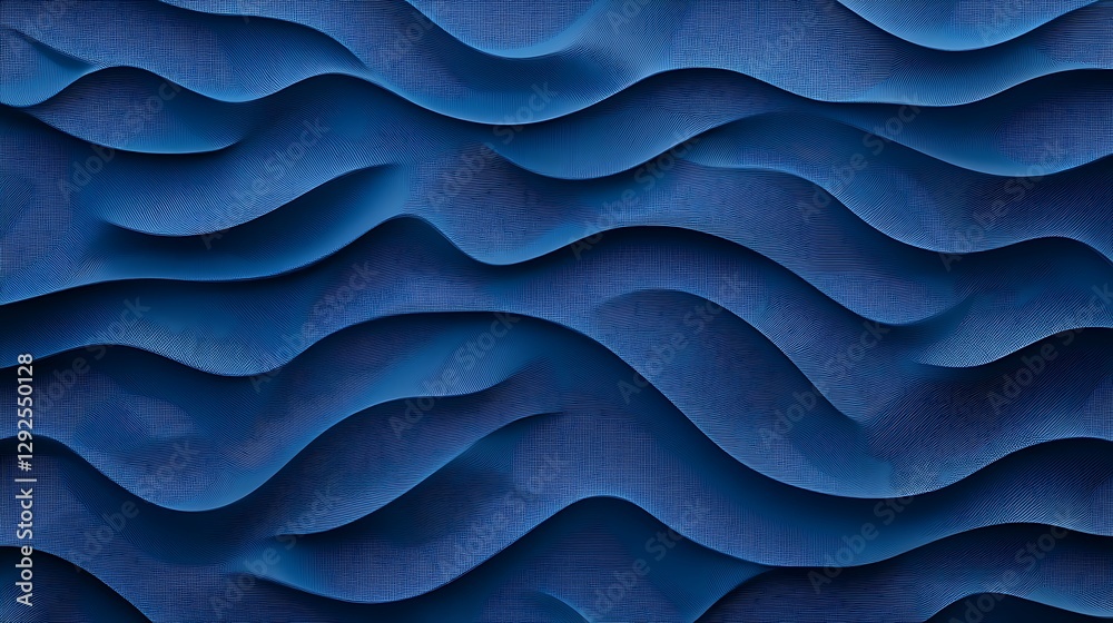 Obraz premium Abstract Blue Wave Pattern: A 3D Rendered Digital Art Design AI Generated