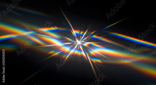 Abstract interference pattern with light refractions and rainbow distortions