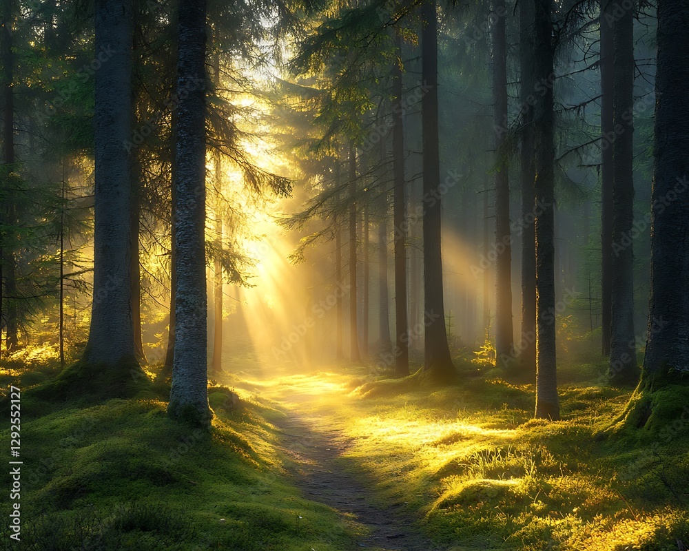 Fototapeta premium Sunrise Forest Path