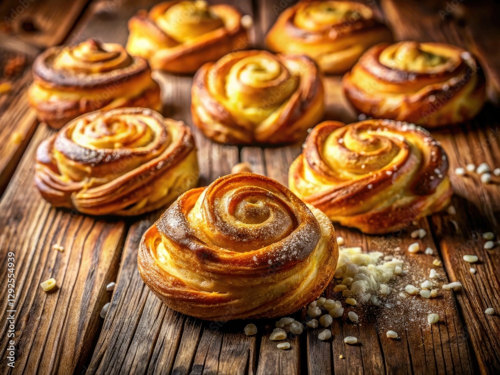 Fototapeta premium Crispy, sweet Mexican orejas: elephant ear pastries made with puff pastry. A delightful sweet bread treat.