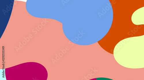 The abstract illustration employs organic forms rendered in a soft pastel palette of peach, pink, and orange, creating a calming visual effect.
