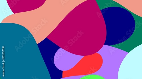 Wallpaper Mural The illustration features an abstract composition of organic forms in vibrant purple, pink, dark blue, and subtle green hues. The bold color palette creates a dynamic interplay within a modern. Torontodigital.ca