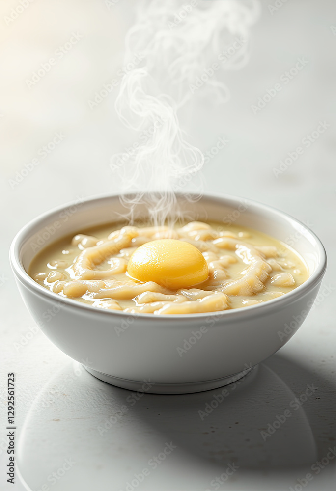 Steaming bowl of hot porridge with melting butter for breakfast blogs, recipe websites, comfort food imagery, and nutritional content marketing Steaming bowl of hot porridge with melting butter for breakfast blogs, recipe websites, comfort food imagery, and nutritional content marketing