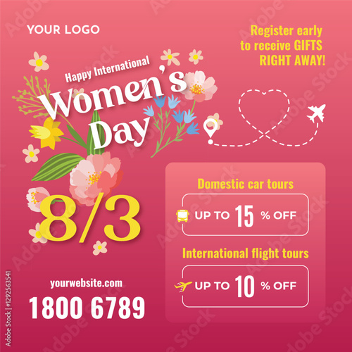 Happy women's day sale off social template