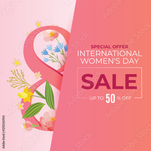 Happy women's day sale off social post