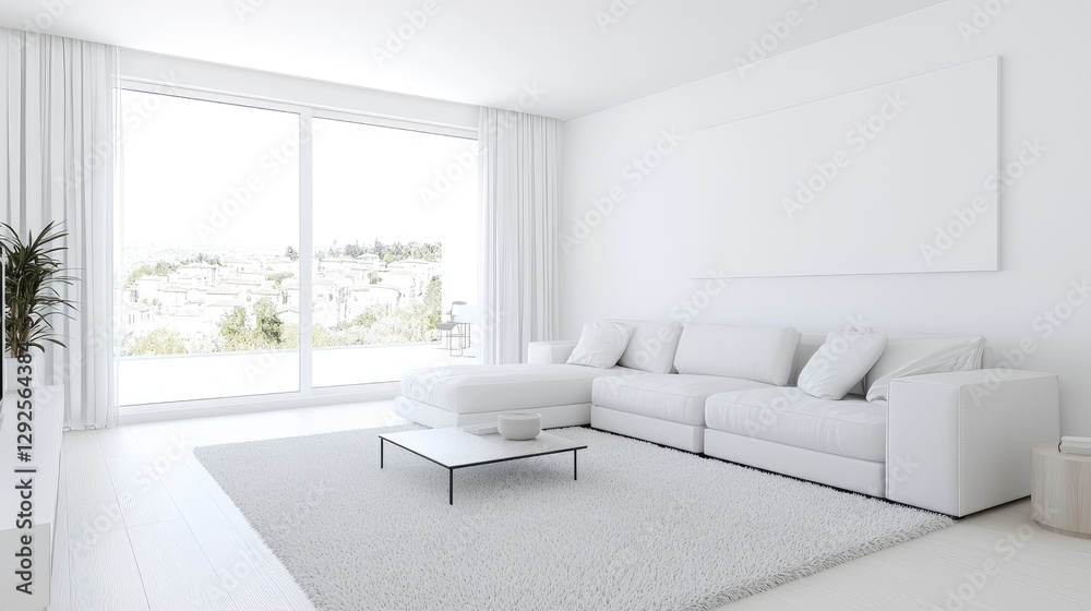 Fototapeta premium Modern White Living Room Interior View