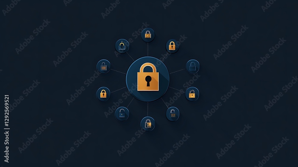 Fototapeta premium Cybersecurity Network: Digital Illustration of Connected Data Protection AI Generated