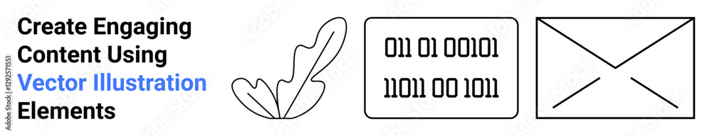 Feather with binary code block and envelope design for communication, creativity, and tech concepts. Ideal for writing, programming, email marketing, innovation, learning, remote work flat landing Feather with binary code block and envelope design for communication, creativity, and tech concepts. Ideal for writing, programming, email marketing, innovation, learning, remote work flat landing