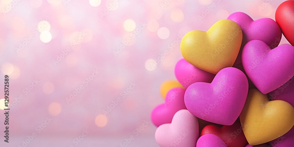 Fototapeta premium colorful heart decorations for valentine's day and romantic celebrations