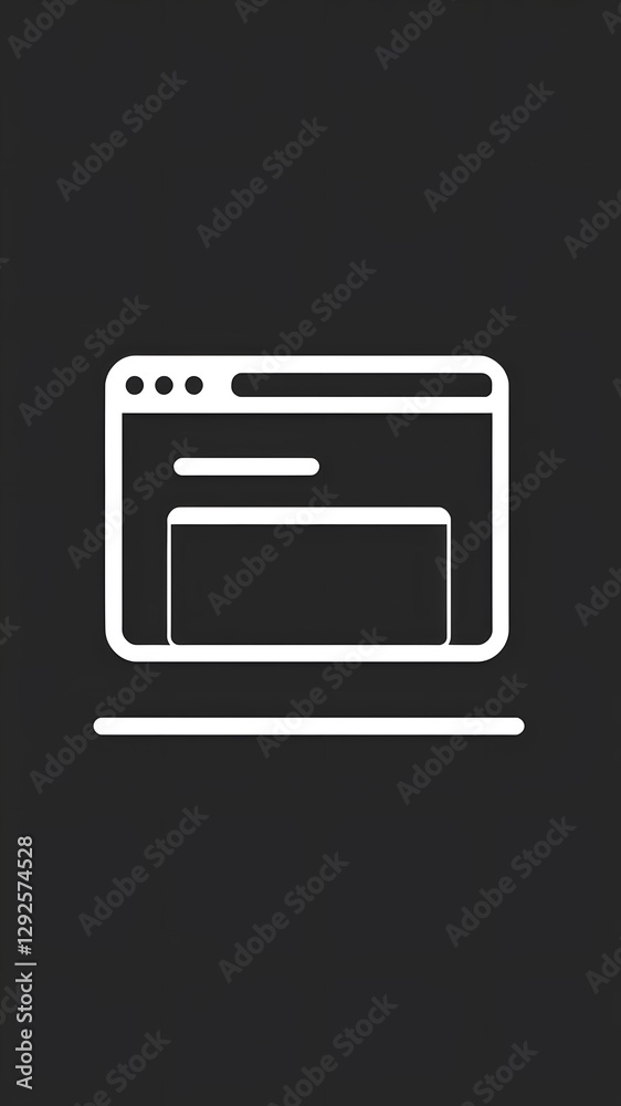 Monochrome Website Icon with Simple Line Art, Against a Solid Dark Color Background Monochrome Website Icon with Simple Line Art, Against a Solid Dark Color Background