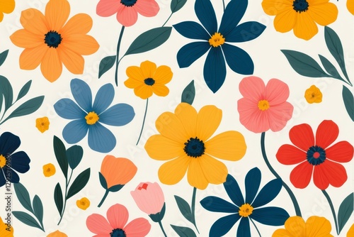 Wallpaper Mural a close up of a colorful flower pattern on a white background Torontodigital.ca