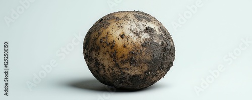 Earthy Potato on a Plain Background Raw Vegetable Root Covered in Soil Fresh Produce Agriculture