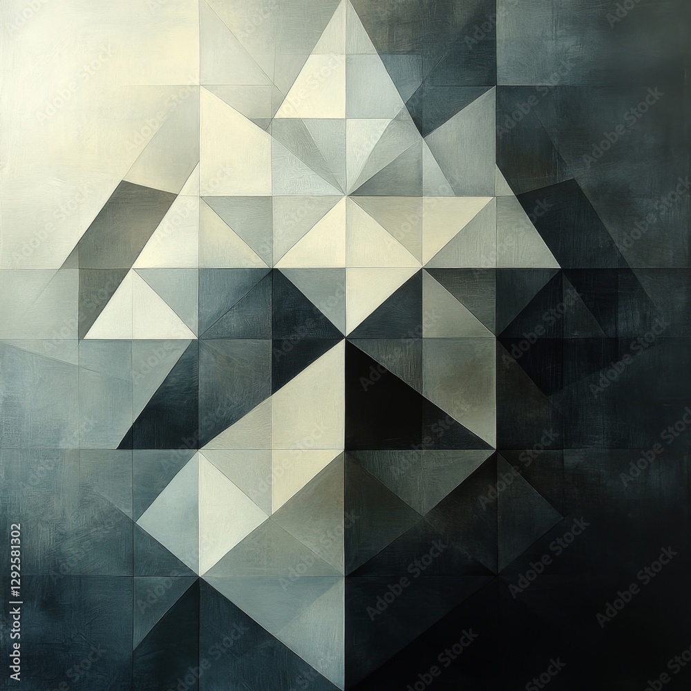 Abstract Geometric Pattern with Triangles in Shades of Gray and Black, Modern Minimalist Art for Contemporary Design Inspiration