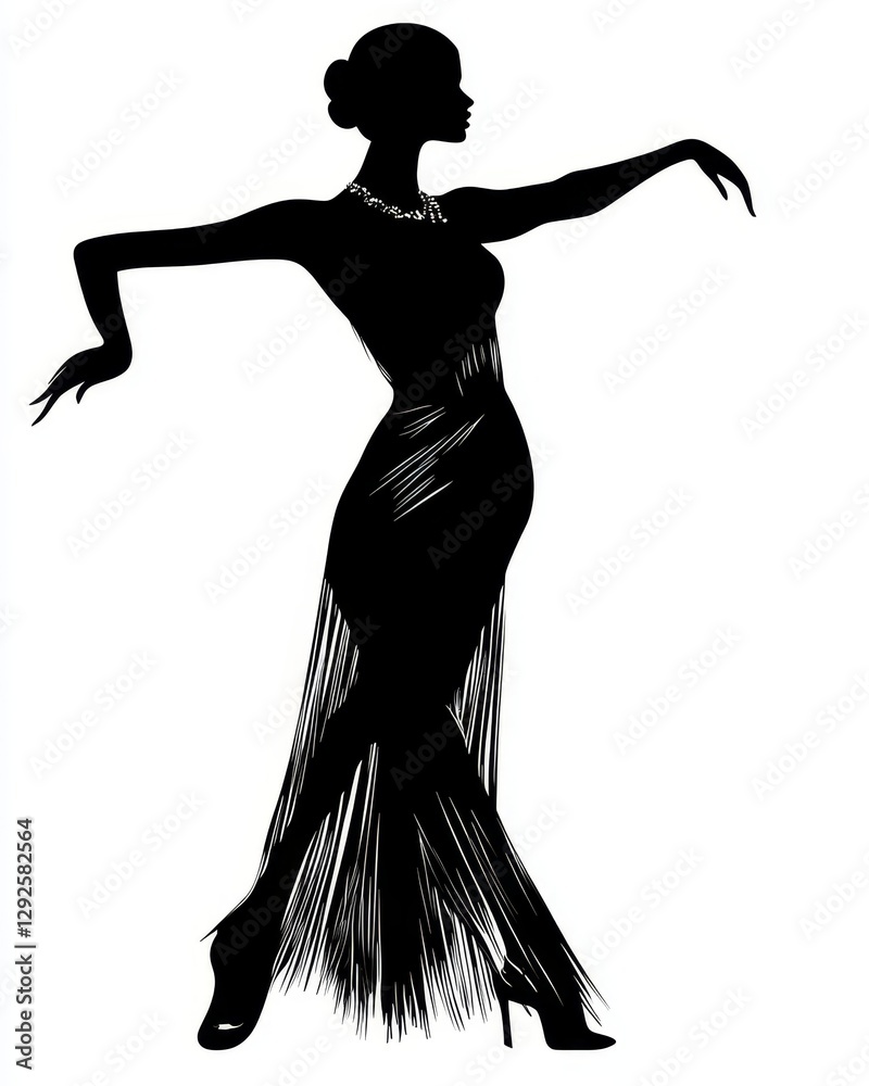 Fototapeta premium a black silhoutte of a female tango dancer. 