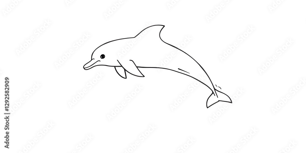 Obraz premium Elegant Black and White Line Art Dolphin, Clean and Simple on White Background