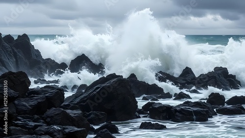  Powerful Storm Waves Crashing Against Jagged Rocks