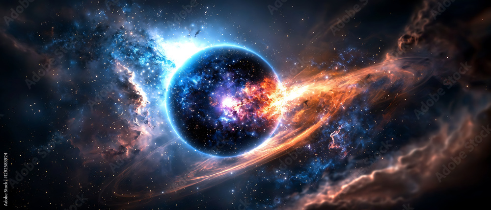 Obraz premium Cosmic explosion of colors outer space digital art nebula wide angle stellar creation