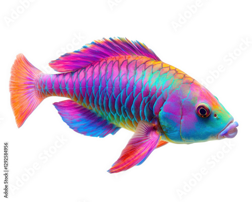 vibrant parrotfish with beak like mouth, showcasing bright colors and intricate patterns, swimming gracefully in ocean photo