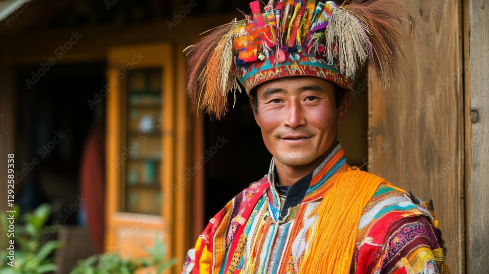 Fototapeta premium Man in Traditional Outfit, Outdoor Portrait