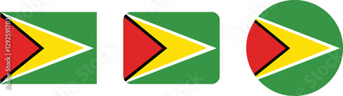 Guyana Flag in Square and Circle Formats