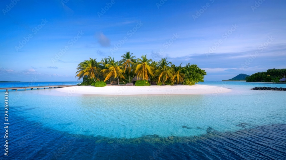 Naklejka premium tropical beach with palm trees