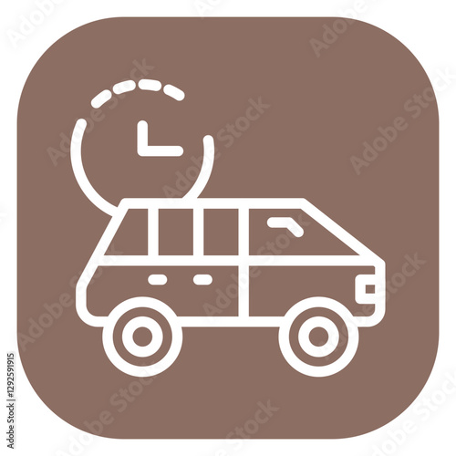 Minimalist Line Art Circular Rental Car Icon