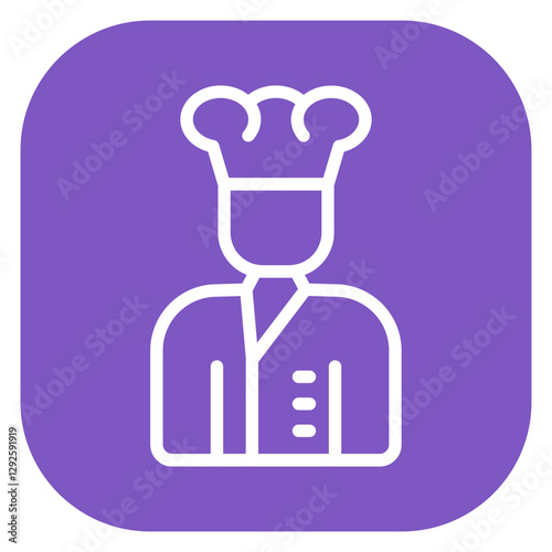 Minimalist Line Art Circular Chef with Hat and Apron Icon