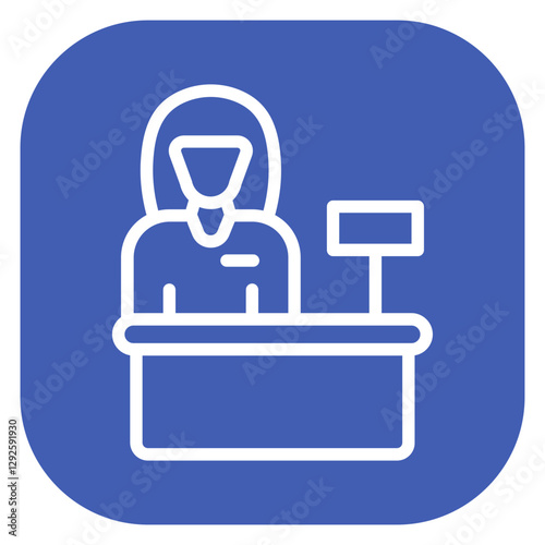 Minimalist Line Art Circular Female Hotel Receptionist Icon