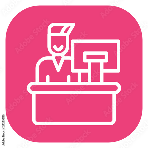 Minimalist Line Art Circular Hotel Reception Icon