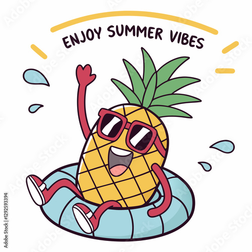 Wallpaper Mural Enjoy Summer Vibes - Cool Pineapple Cartoon Vector Design Torontodigital.ca