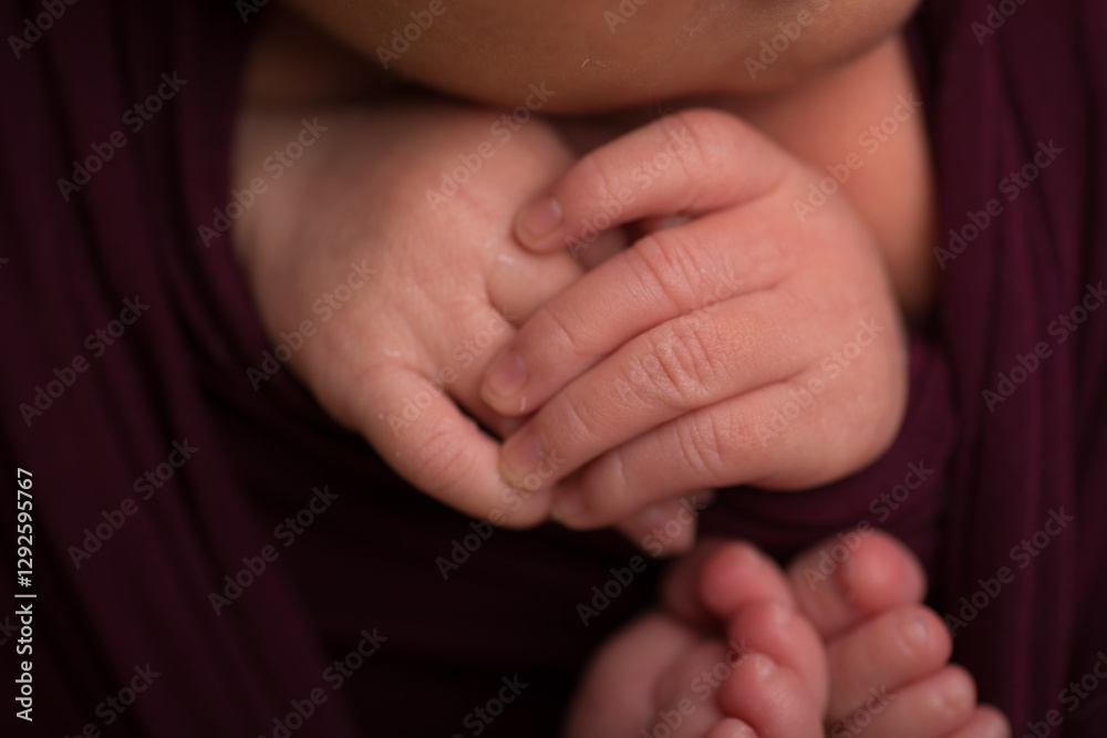 Tiny newborn baby human hands and fingers Tiny newborn baby human hands and fingers