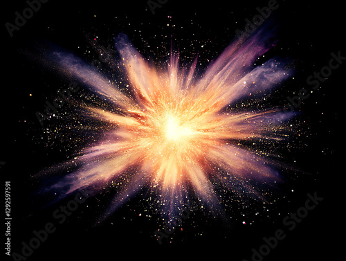 Stellar explosion in deep space cosmic event digital art abstract dark environment wide viewpoint