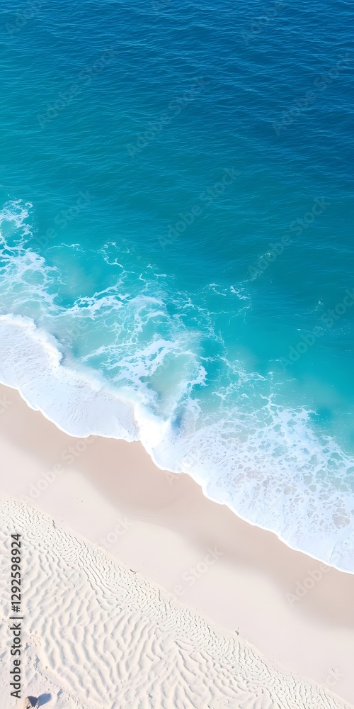  A remote beach with soft winds and deep blue water, creating a peaceful and calming environment for a relaxing ocean view.