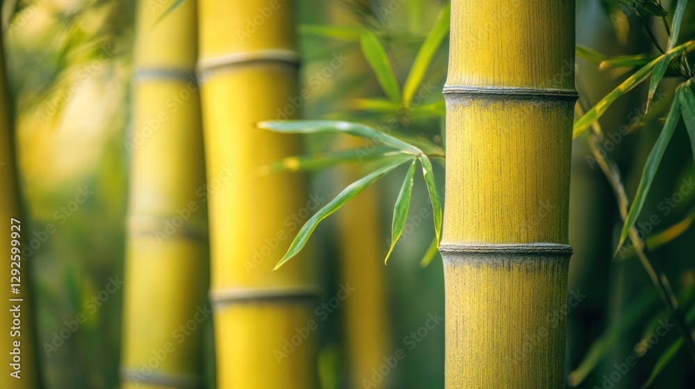 Obraz premium Close-up of Bamboo Stalks in a Lush Forest
